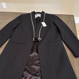Milly Brand New w/tags Black Wool Coat with Silver Accents Size 0